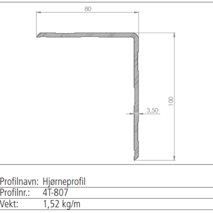 4T-807 hjørneprofil natur a 6100mm