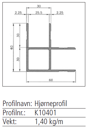 K10401 Hjørneprofil a 5000mm