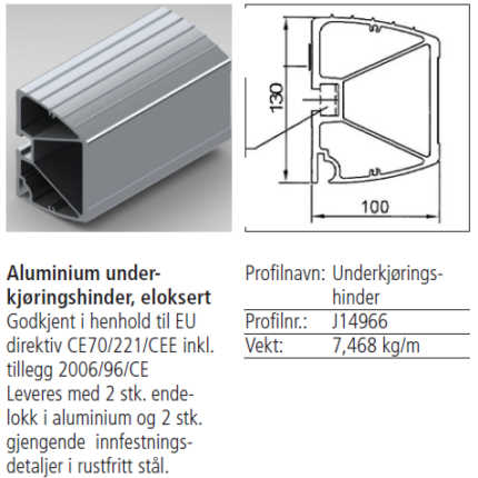 J14966 underkjøringshinder a 2400mm (direktiv 70/221/EEC)