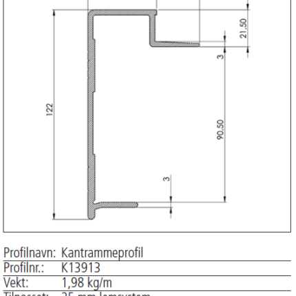 K13913 Kantrammeprofil natur a 6000mm