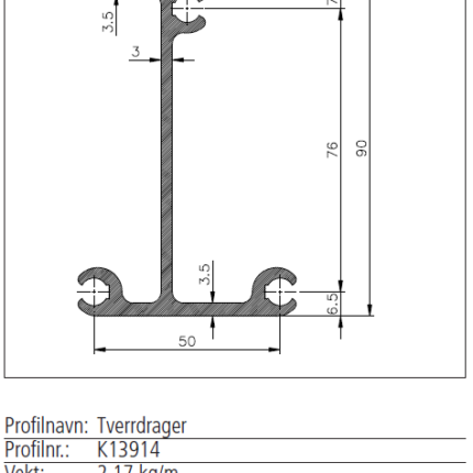 K13914  Tverrdragerprofil a 5000mm