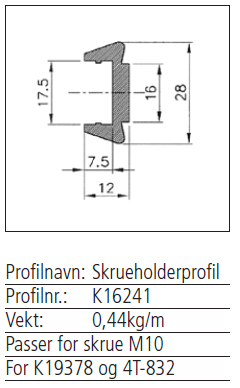 K16241 skrueholderprofil sidehinder a 48mm