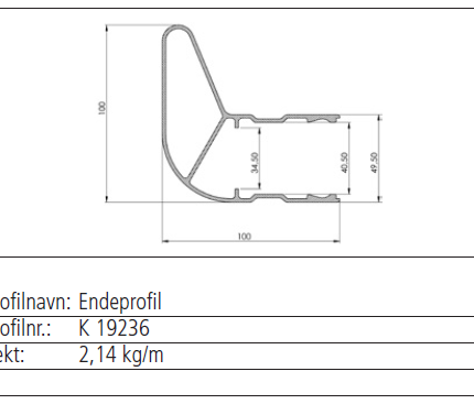 K19236 sidehinder endeprofil natur a 5000mm