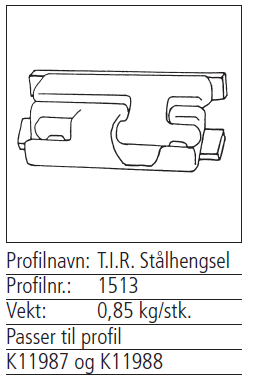 TIR-stålhengsel 1513 for 25mm lemprofil
