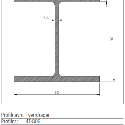 4T-806 tverrdragerprofil 6082 T6 a 5100mm